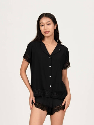 Carezza Lace Short Sleeve Pyjamas Top - Rawbought