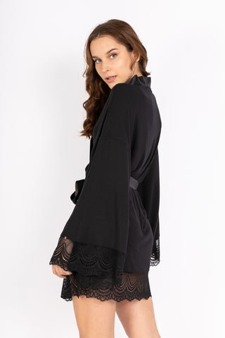 Carezza Lace Modal Robe - Rawbought