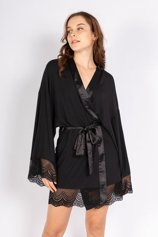 Carezza Lace Modal Robe - Rawbought