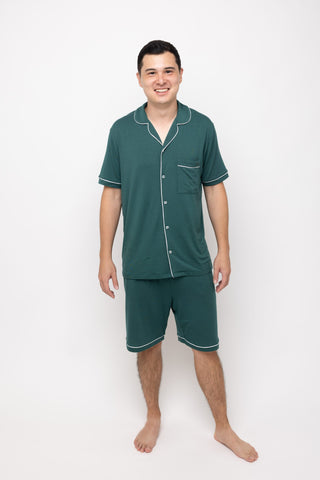 1-Men’s Je Dors Pyjamas Shorts-Jewel Green-Front
