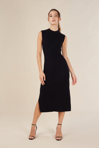 [1]-[Reis Knitted Midi Dress]-[Black]-[Front]