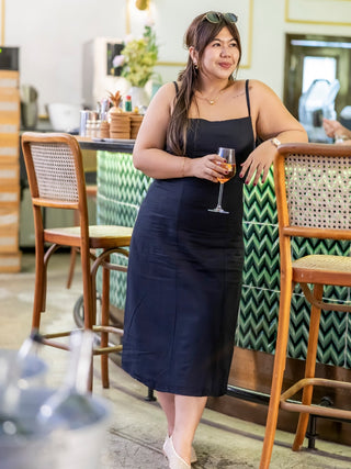 Terra Linen Midi Tie-Back Dress