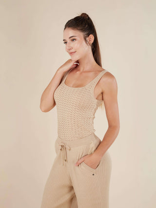 Reis Pointelle Knit Square Neck Tank Top