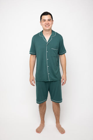 3-Men’s Je Dors Short Sleeve Pyjamas Top-Jewel Green-Front