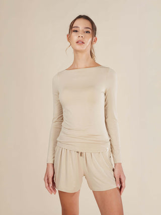 Daydream Boat Neck Long Sleeve Top - Rawbought