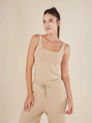 Reis Pointelle Knit Square Neck Tank Top