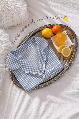 Blue Gingham with Lemon Pyjamas by Rawbought