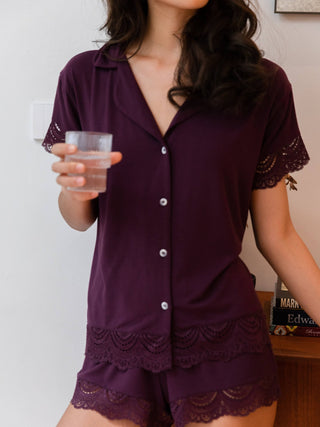 Carezza Lace Short Sleeve Pyjamas Top - Rawbought