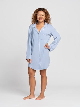 Je Dors Chalky Blue Sleepshirt Pajamas - Rawbought