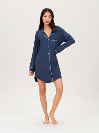 Je Dors Insignia blue Sleepshirt Pajamas - Rawbought