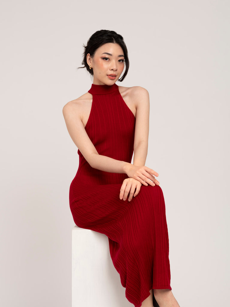 Lumiere Sheer Halter Neck Dress
